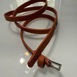 Thin Orange leather belt‎